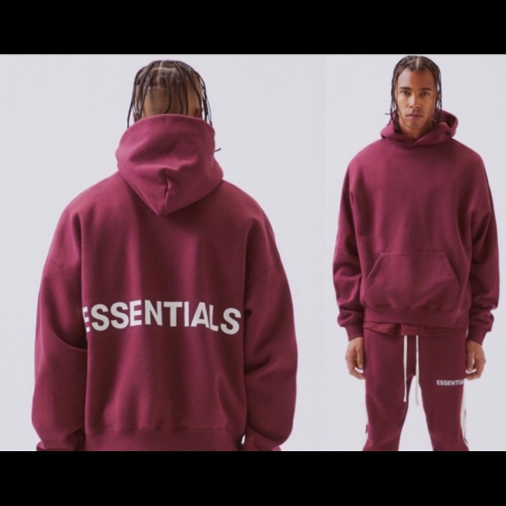 Fear of God, Burgundy Essentials Hoodie